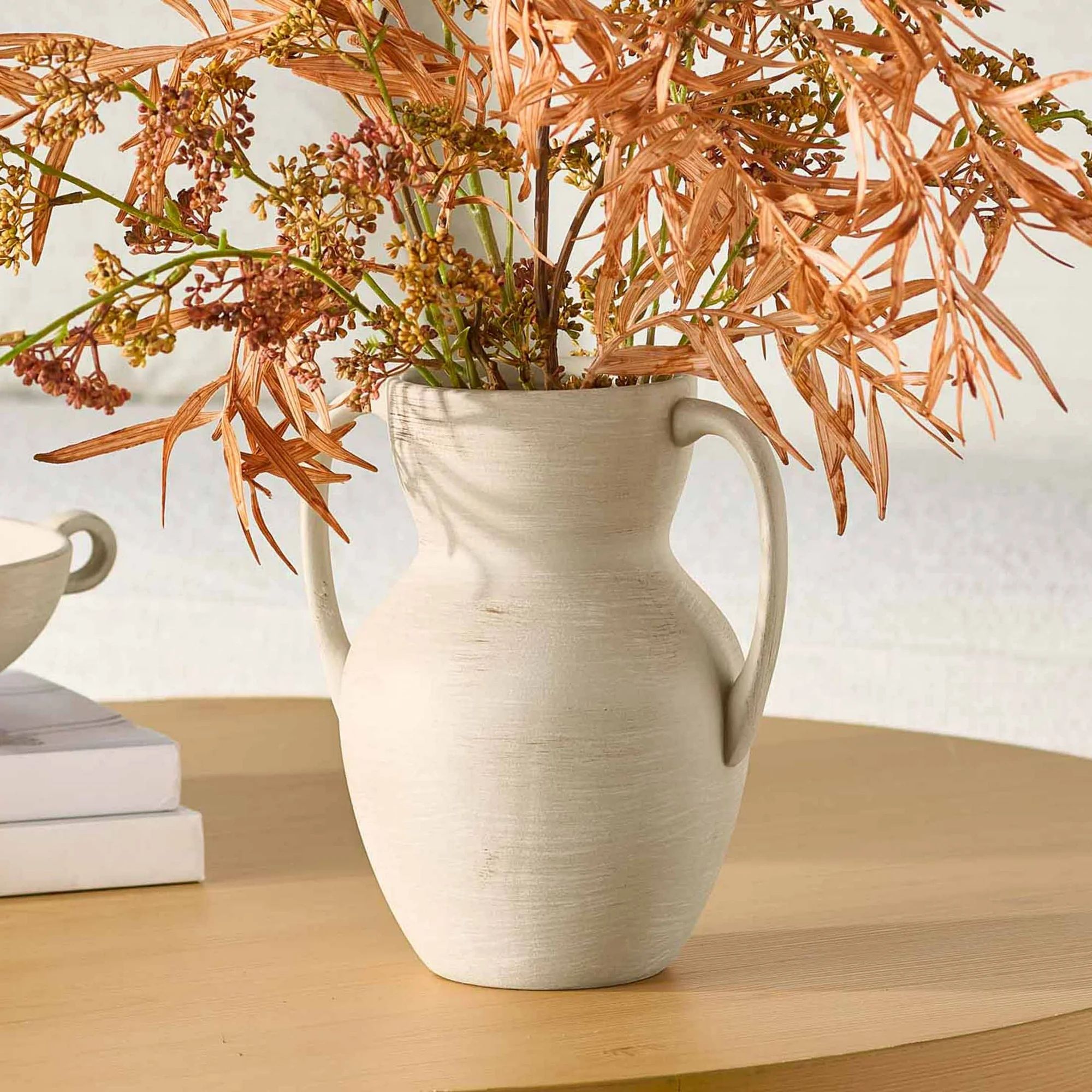 Better Homes & Gardens 8.75" Ceramic Handled Distressed Vase, Taupe - Walmart.com | Walmart (US)