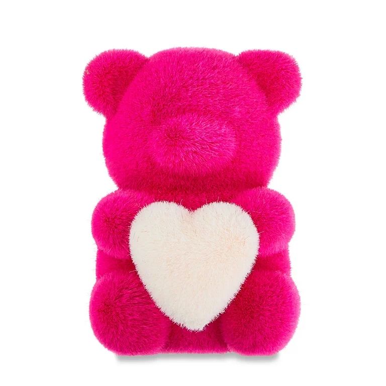 Valentine's Day 4 in Small Flocked Pink Bear Decor by Way To Celebrate | Walmart (US)