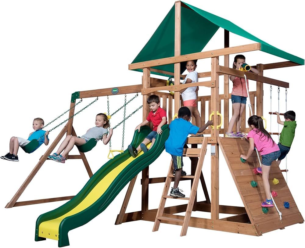 Backyard Discovery Mount McKinley All Cedar Wood Swing Set, Playground for All Kids Age 3-10, Roc... | Amazon (US)