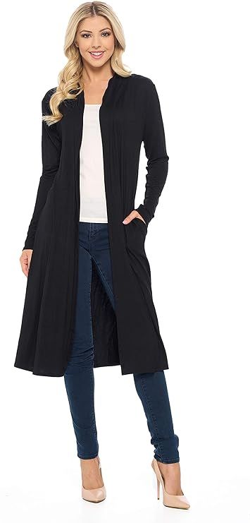 Issac Liev Isaac Liev Trendy Extra Long Duster Soft Lightweight Cardigan - Made in The USA | Amazon (US)