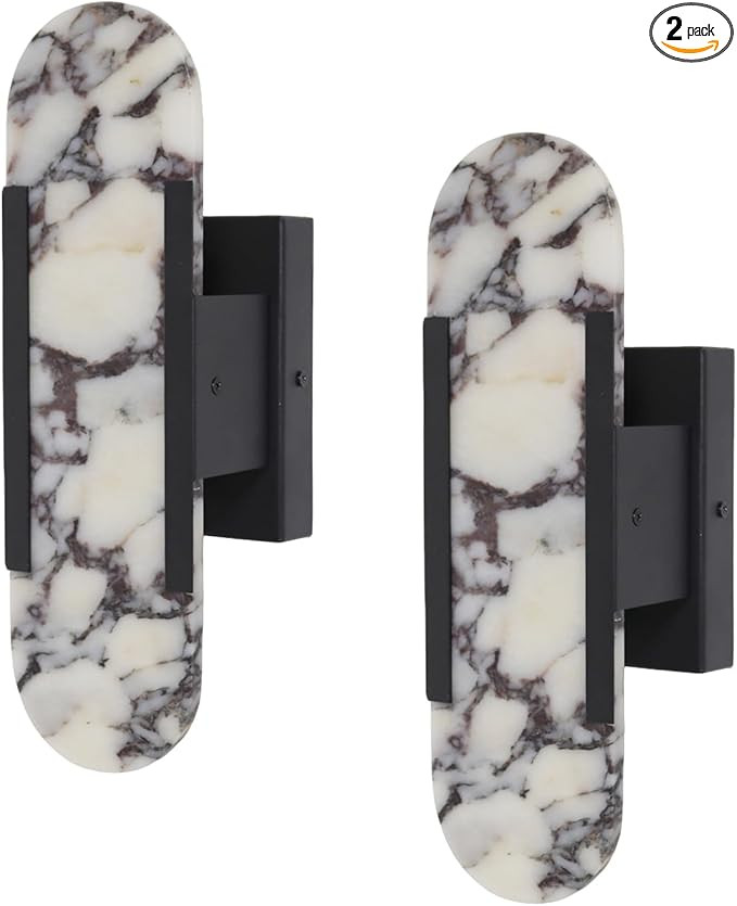13.8" Alabaster Wall Sconce Bedside Marble Wall Lamp Natural Stone Wall Lighting Fixture Modern B... | Amazon (US)