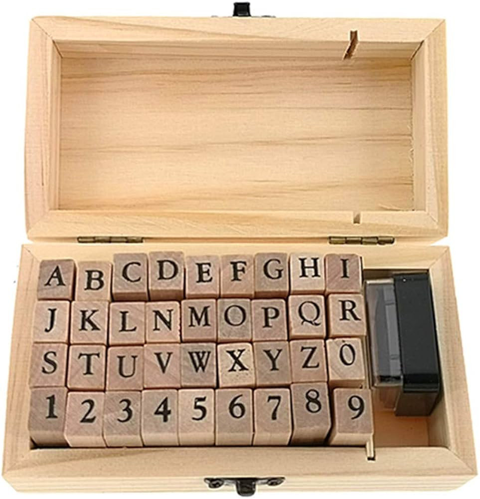 Alphabet Stamps Set,Vintage Wooden Rubber A-Z Letters and Numbers Diary Stamp Kit for Children DI... | Amazon (US)
