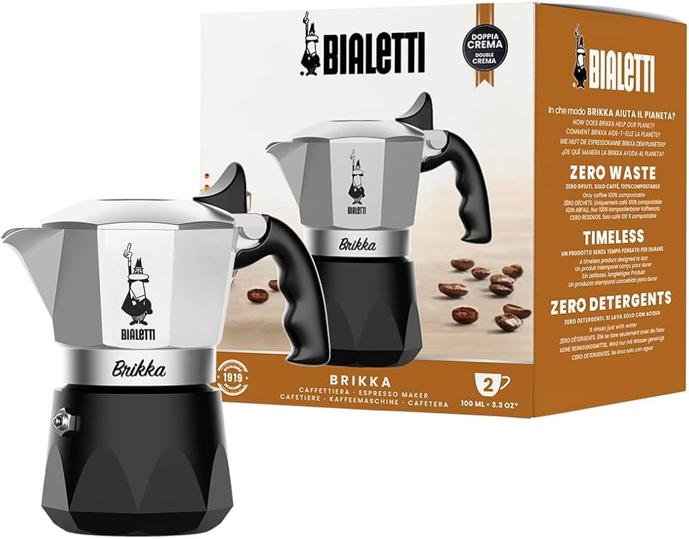 Bialetti Brikka Moka Pot - Crema-Rich Stovetop Espresso Maker, Italian Coffee Maker, 2 Espresso S... | Amazon (US)