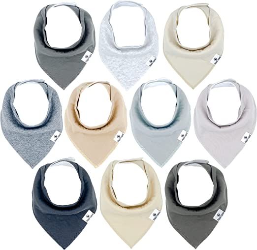 Diaper Squad 100% Organic Cotton Neutral Solid 10-Pack Baby Drool Bandana Bibs for Boys and Girls... | Amazon (US)