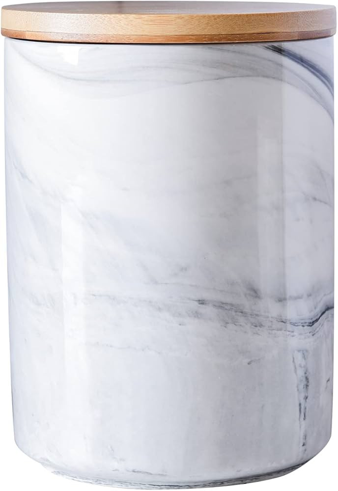 Yundu 40 FL OZ/1180ML Kitchen Canister, Grey Marble Ceramica Food Storage Jar with Bamboo Lid for... | Amazon (US)