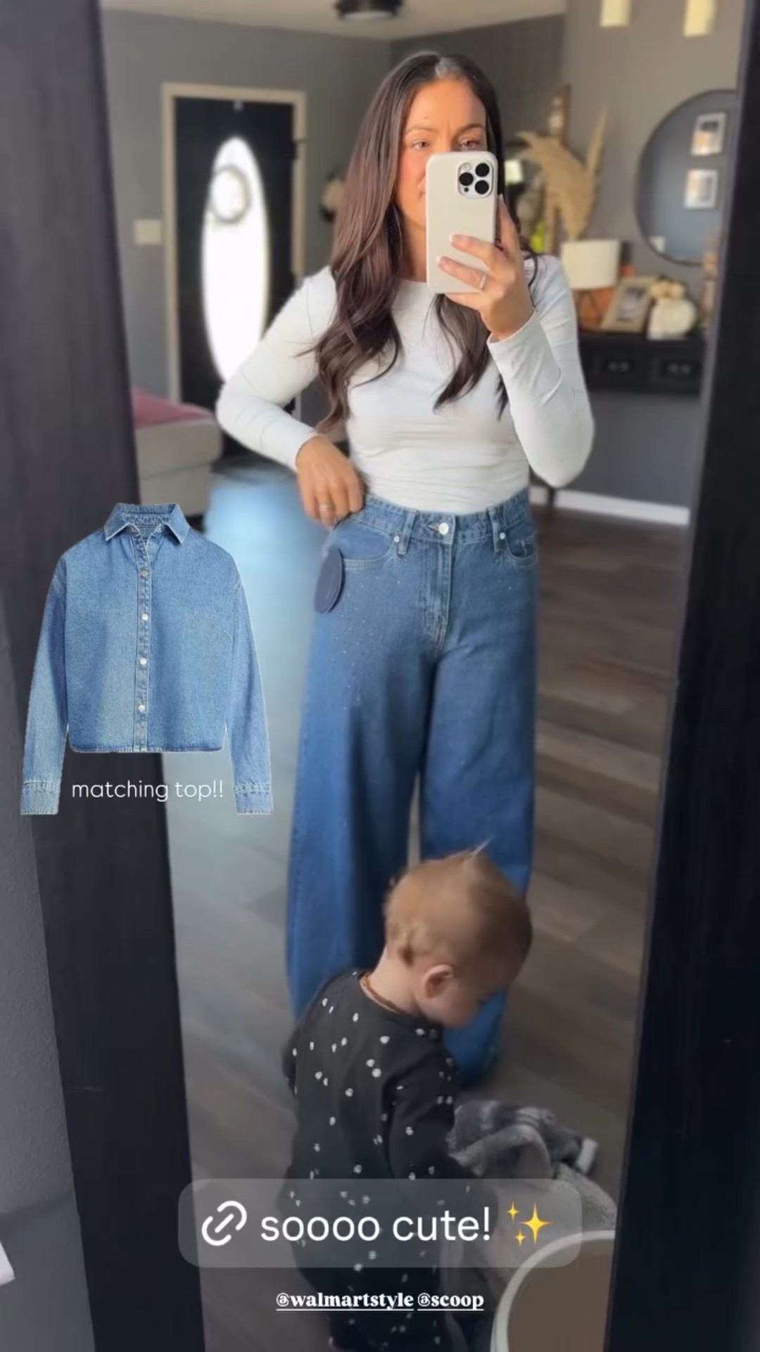 @walmartstyle @scoop  rhinestone jeans and matching top!! So so cute!! If between, you could size down. Perfect for a casual holiday outfit or date night/gno! 

#LTKHoliday #LTKStyleTip #LTKFindsUnder50