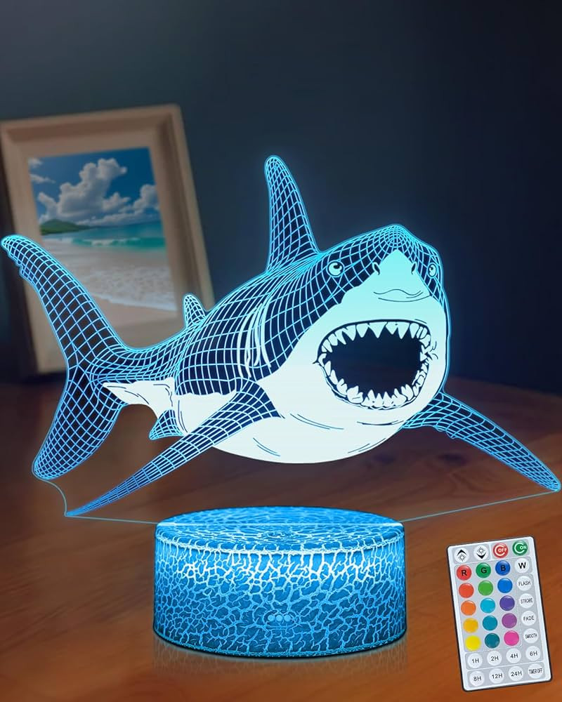 Shark 3D Light Illusion, 16 Colors LED Dimmable Night Light - Touch and Remote Control, Room Home... | Amazon (US)