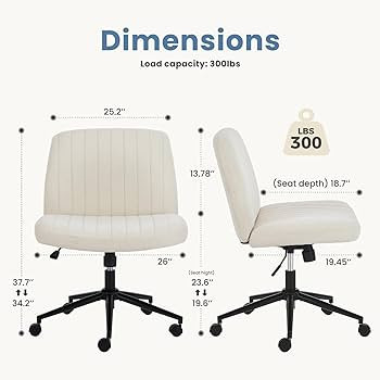 DUMOS Criss Cross Chair with Wheels, Cross Legged Office Chair Armless Wide Desk Chair with Dual-... | Amazon (US)