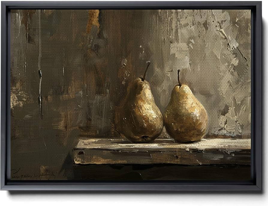 Vintage Kitchen Still Life Painting, Moody Pear Wall Art, Antique Dining Neutral Flowers Print, F... | Amazon (US)