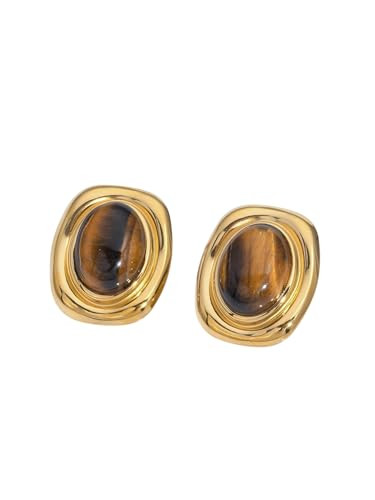 Amazon.com: House Of Hunter Brown Sienna Stone Gold Statement Earrings: Clothing, Shoes & Jewelry | Amazon (US)