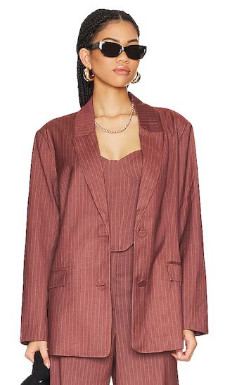 Pin Stripe Blazer in Chestnut Stripe | Revolve Clothing (Global)