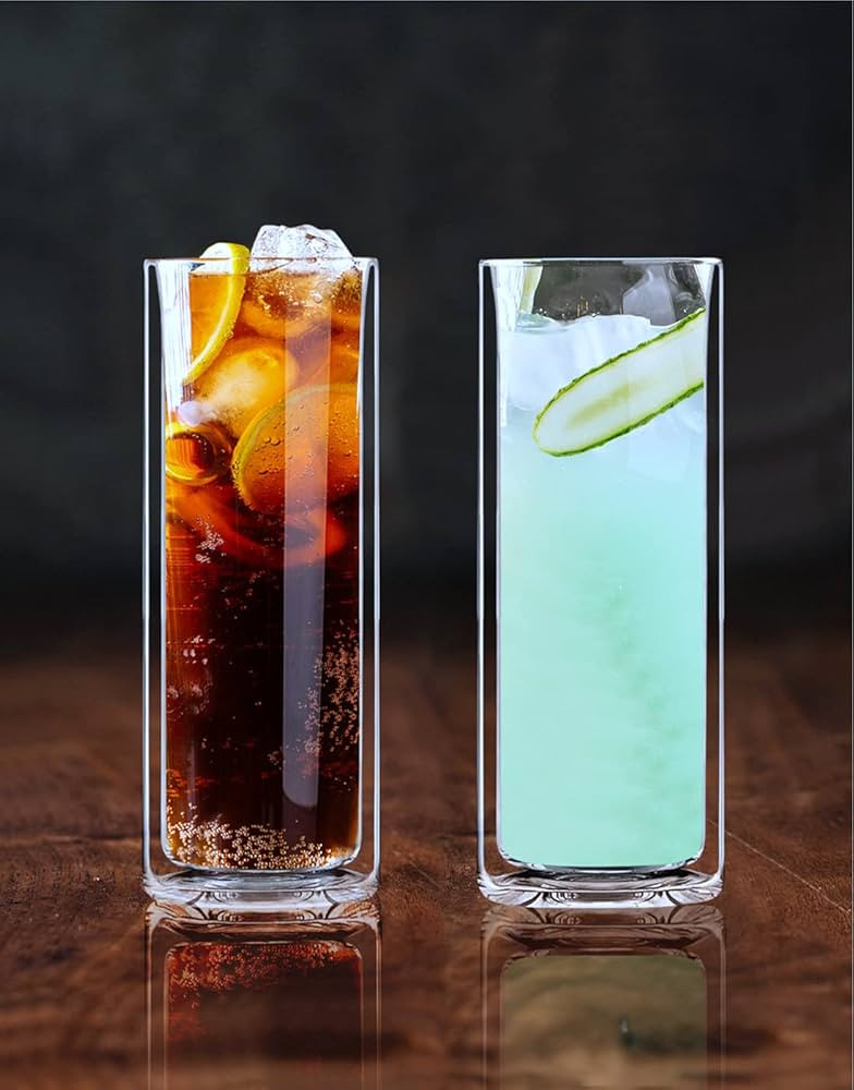 Sun's Tea Strong Double Wall Insulated Highball Tall Drinking Glasses for Bourbon or Whiskey Cock... | Amazon (US)