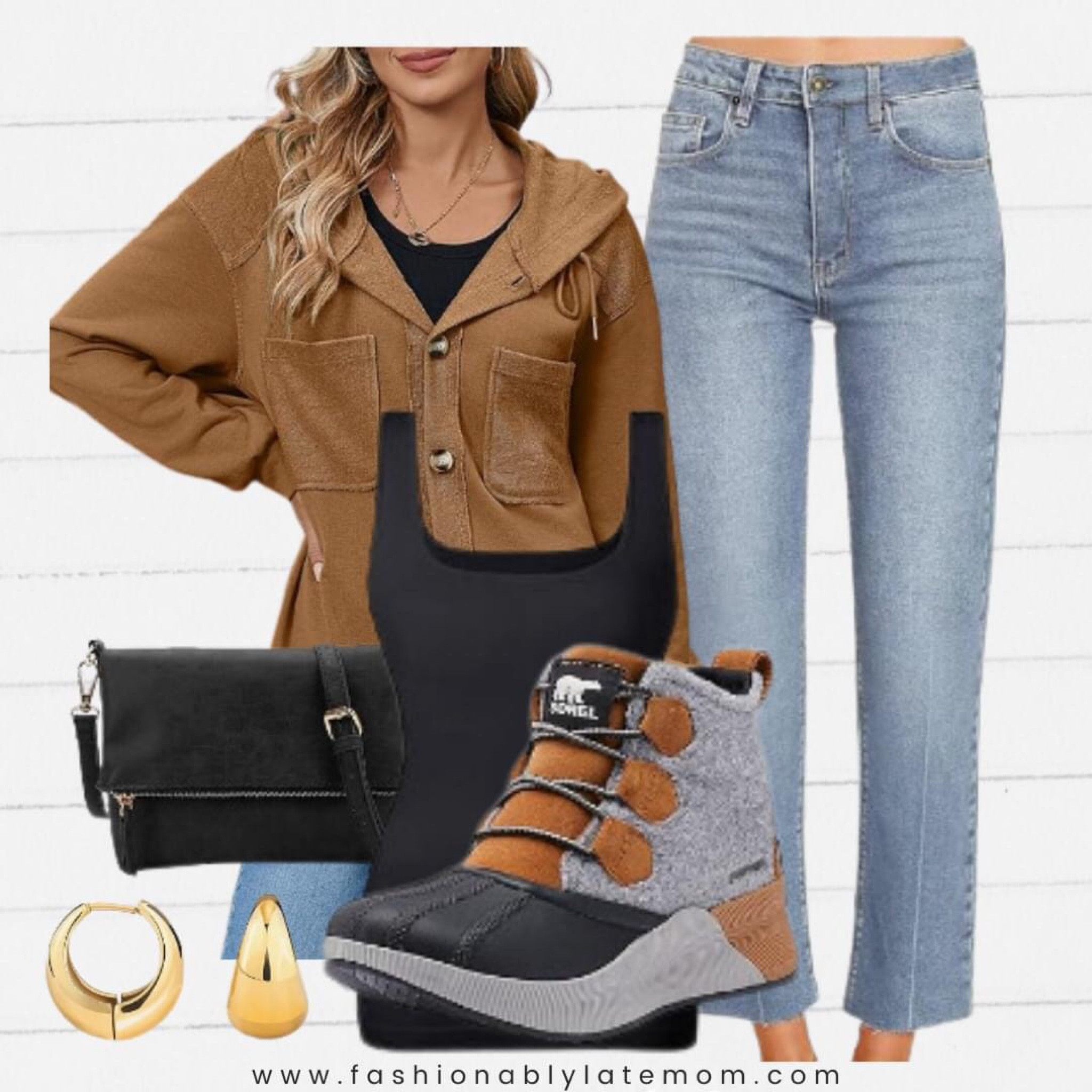 Fall outfit idea from Amazon.

Fashionably late mom
Amazon fashion 
Casual outfit idea 
Sorel boots 