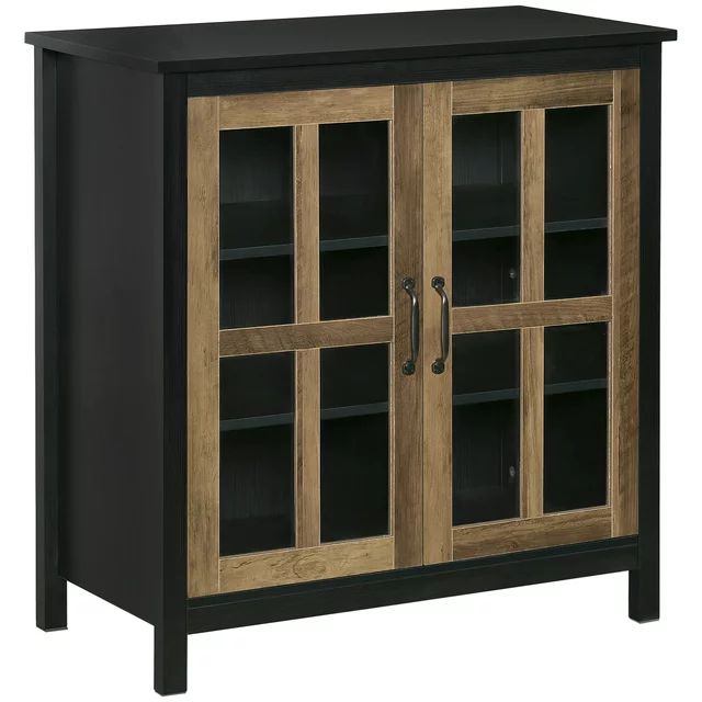 HOMCOM Sideboard Buffet Cabinet, Glass Door Kitchen Cabinet with Storage, Accent Cabinet with Adj... | Walmart (US)