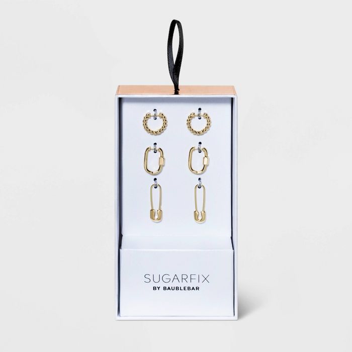 SUGARFIX by BaubleBar Huggie Hoop Earring Set 3pc - Gold | Target
