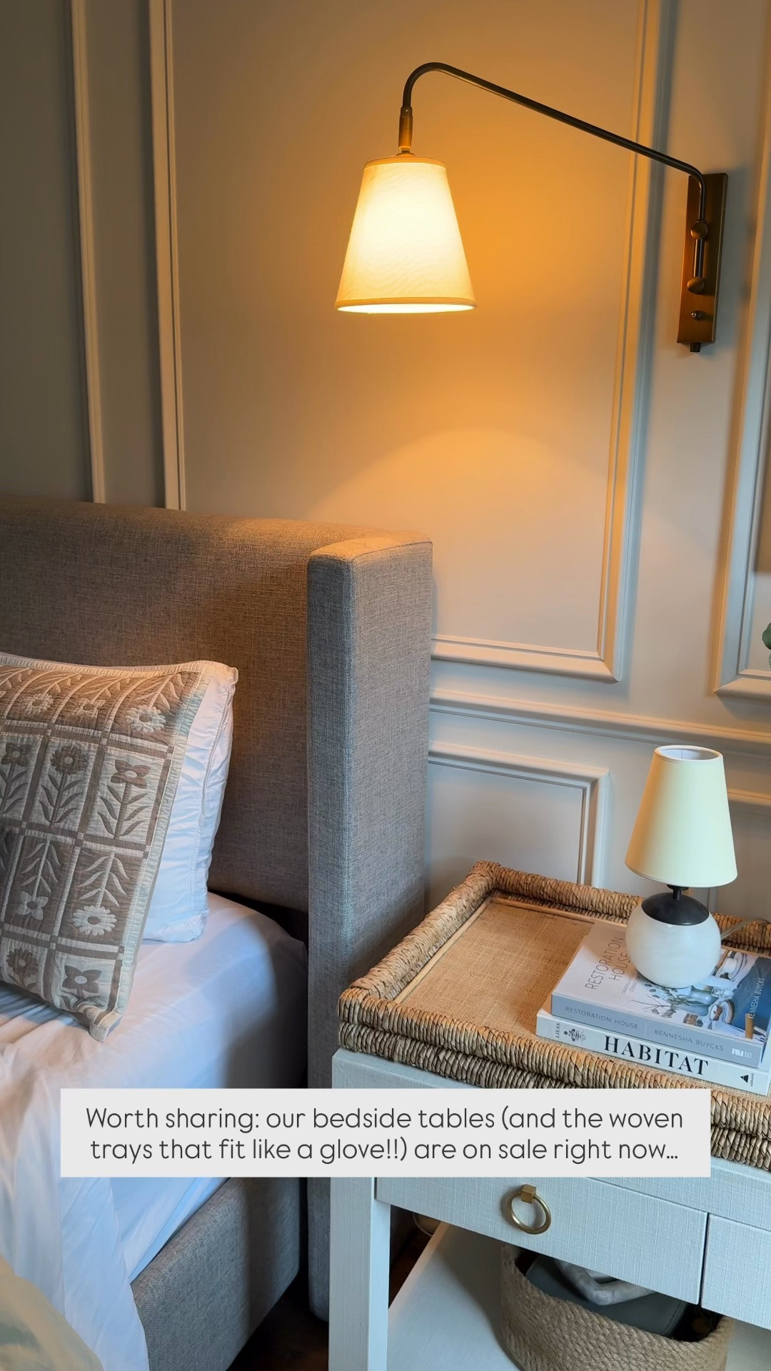 Worth sharing: our Serena & Lily bedside tables (and the woven trays that fit like a glove!!) are on sale right now…

#LTKSaleAlert #LTKHome #LTKselfcare