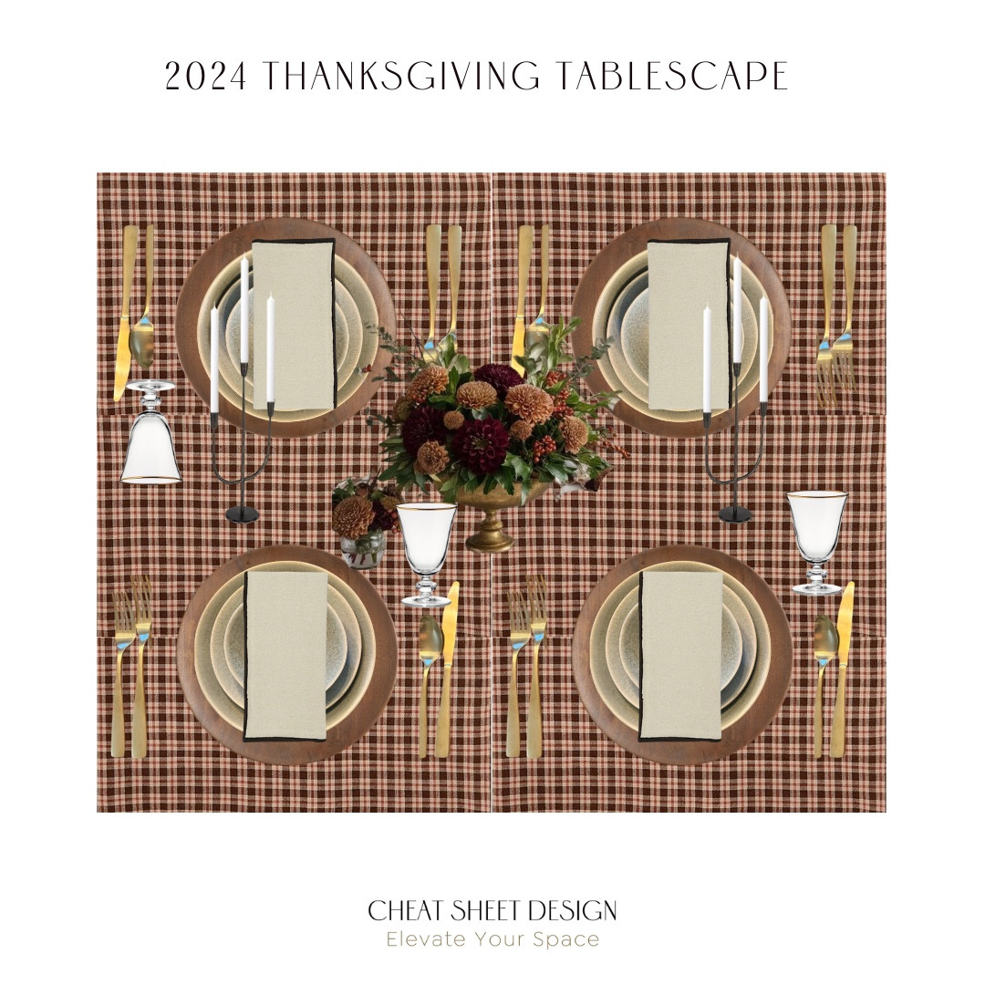 2024 Thanksgiving Tablescape with a patterned tablecloth, neutrals, and black accents. 

#LTKSeasonal #LTKHoliday #LTKHome