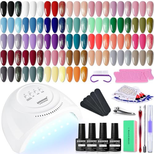 JODSONE Gel Nail Polish Kit with U V Light 36 PCS Classic Black and White Nude and Blue Purple Gel Polish Set with Manicure Tools Suitable for All Sea | Amazon (US)