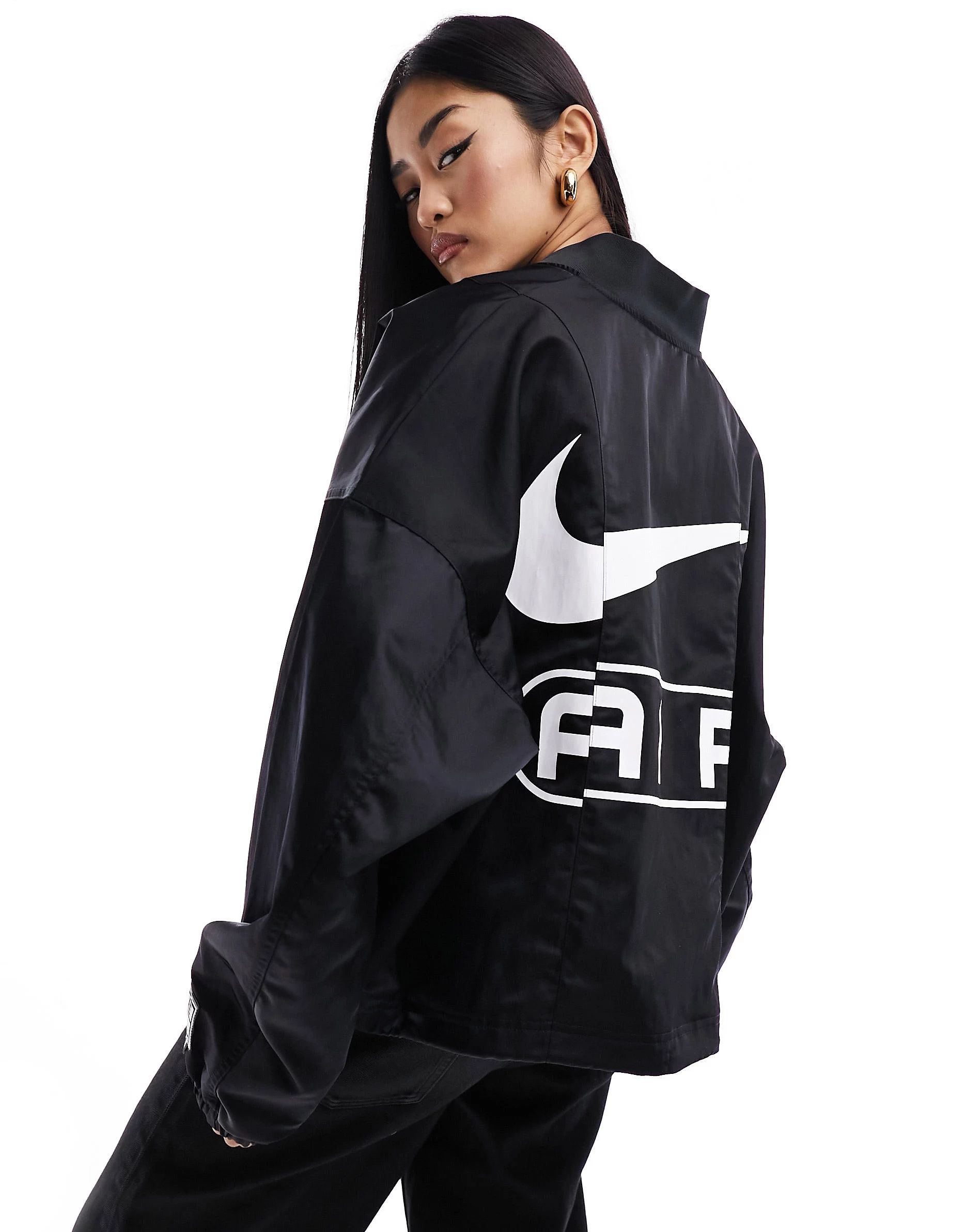 Nike Air oversized woven bomber jacket in black | ASOS | ASOS (Global)