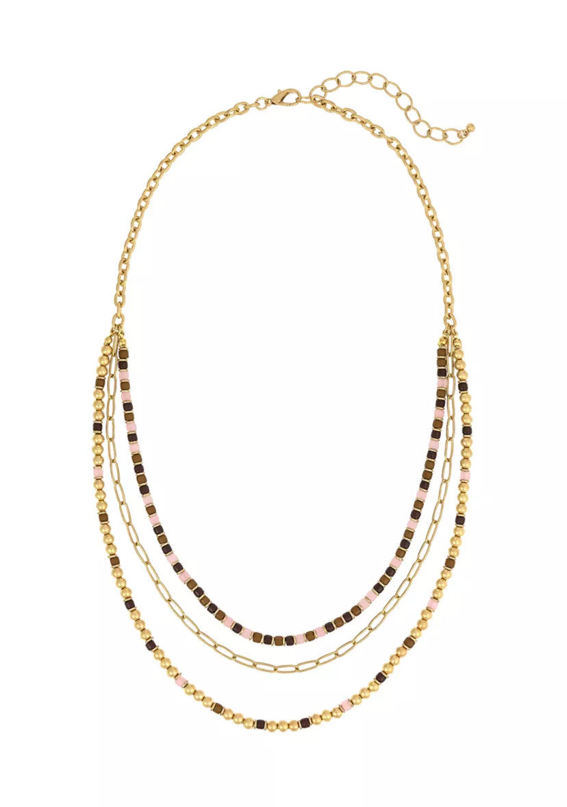 Multi Bead Chain Layered Necklace | Belk