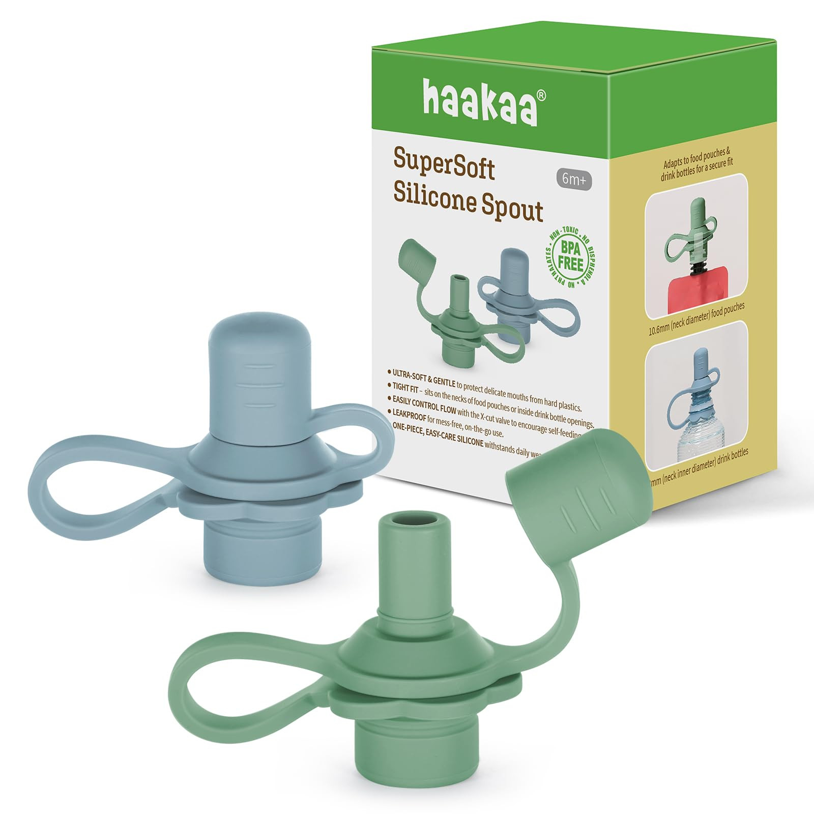 haakaa Multi-Functional Silicone Spout,Pouch Topper No Spill,Water Bottle Topper for Toddlers,100... | Amazon (US)