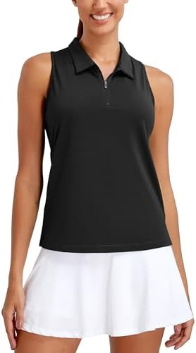 MathCat Womens Golf Polo Shirts, Sleeveless 1/4 Zip UPF 50+ Tennis Tank Top, Racerback with Colla... | Amazon (US)