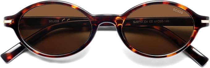 SOJOS Trendy Narrow Oval Polarized Sunglasses Womens Mens, Retro 90s Y2k Small Round Vintage Sunn... | Amazon (US)