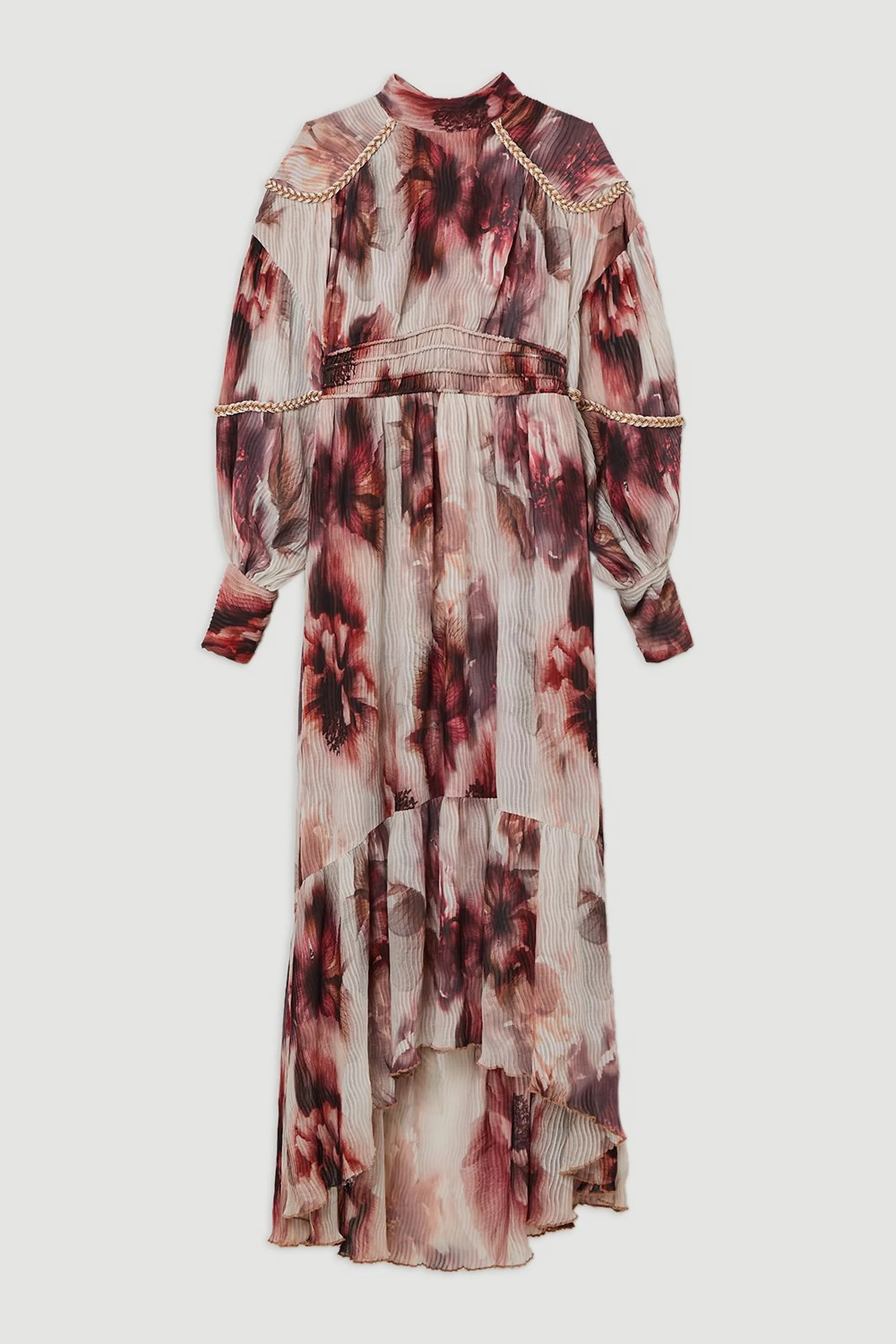 Crinkle Floral Woven Maxi Dress With Laced Back And Embellishment | Karen Millen UK + IE + DE + NL