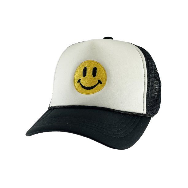 Gravity Threads Smile Face Embroidery Adjustable Trucker Hat - Smile - White/Black - Walmart.com | Walmart (US)