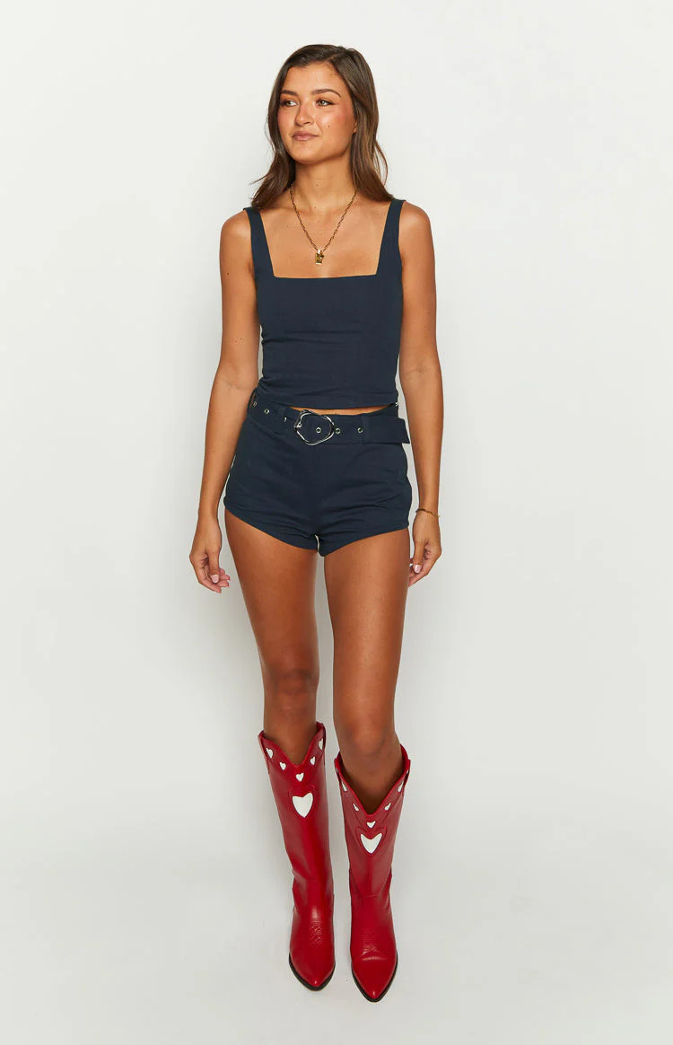 Headlines Navy Shorts | Beginning Boutique (US)
