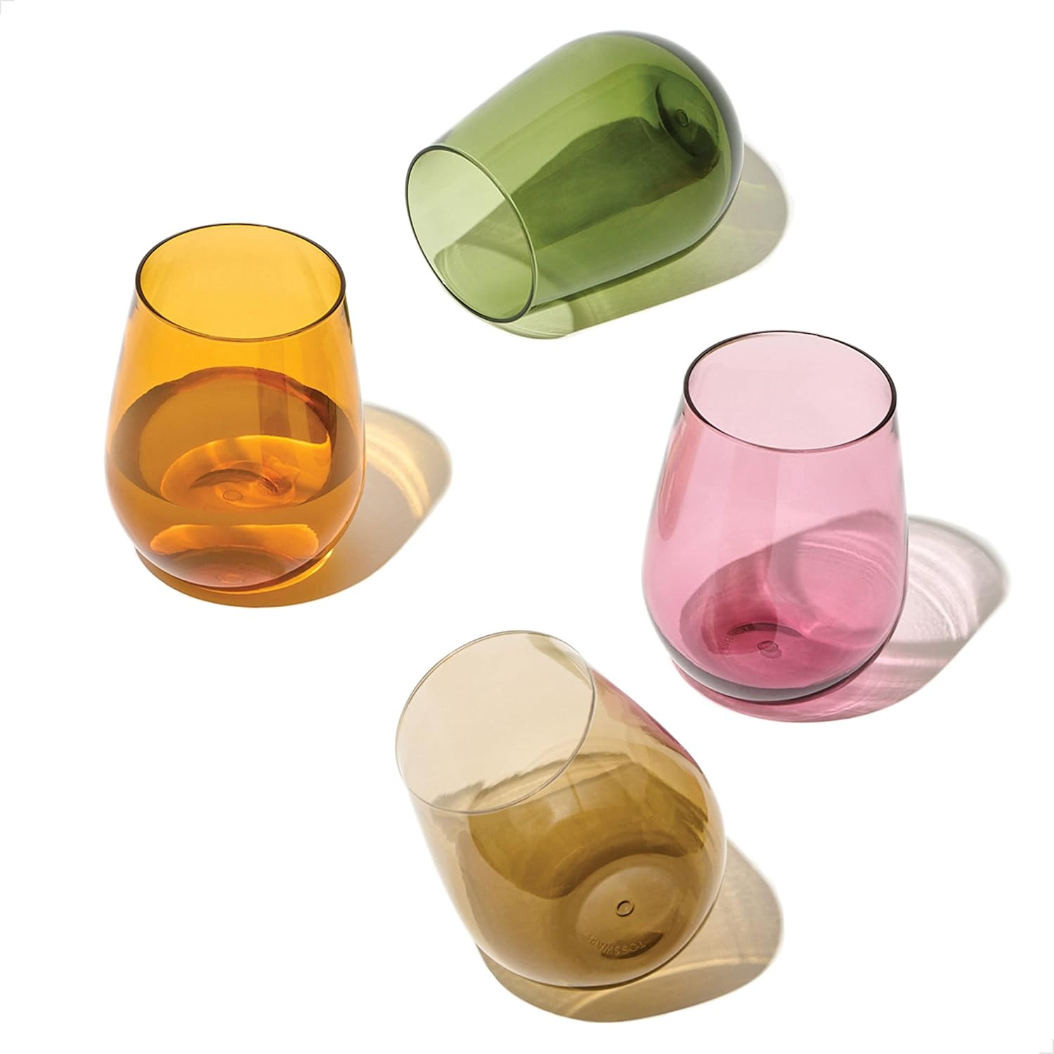 TOSSWARE RESERVE 16oz Stemless Wine - Color Series SET OF 4, Premium Quality, Tritan Dishwasher Safe & Heat Resistant Unbreakable Plastic Drinking Glasses | Amazon (US)