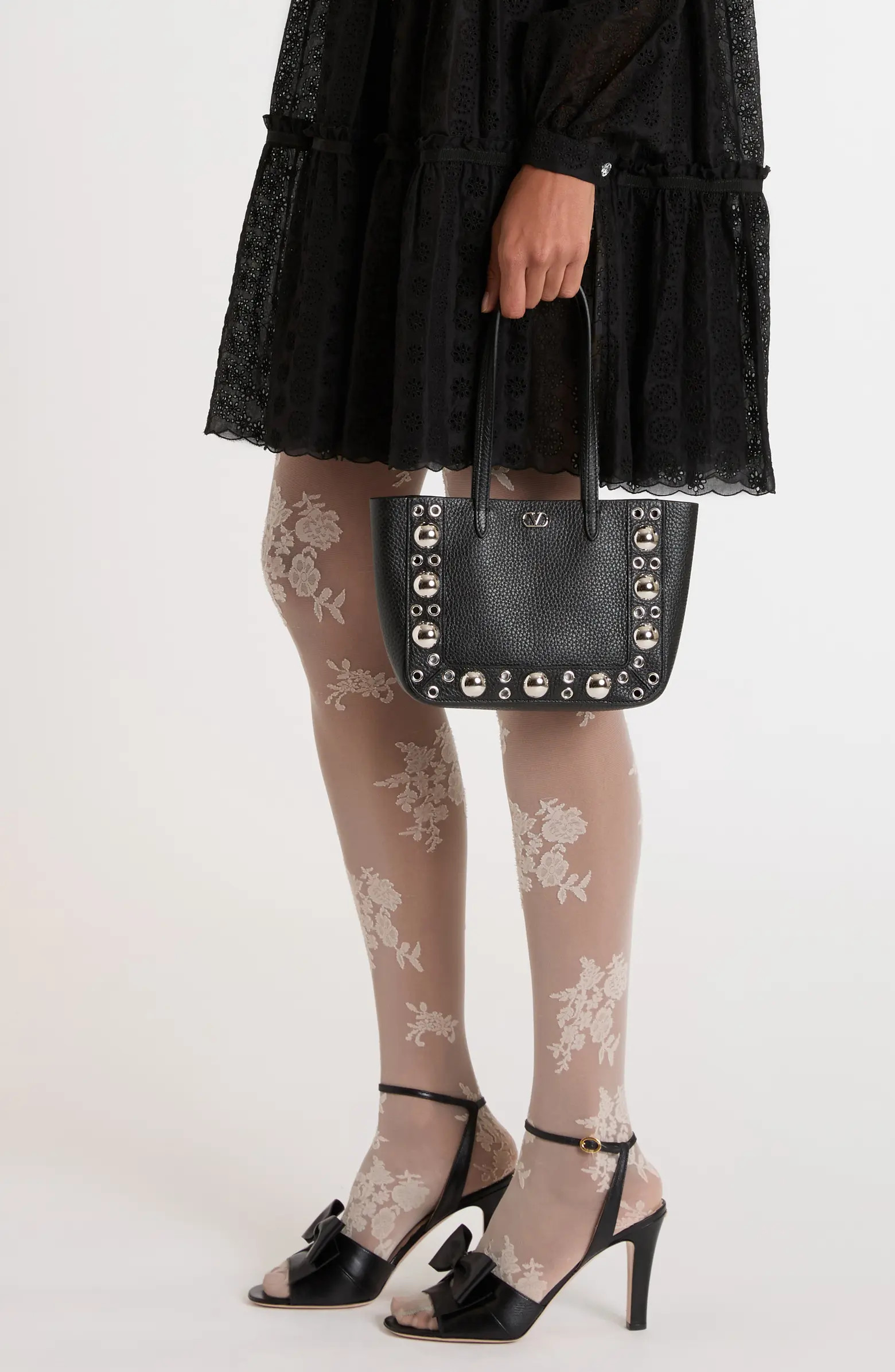 Valentino Garavani Mini Nellcôte Grommet Leather Tote | Nordstrom | Nordstrom