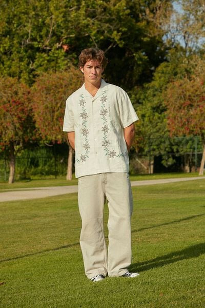 Floral Embroidered Linen-Blend Shirt | Forever 21