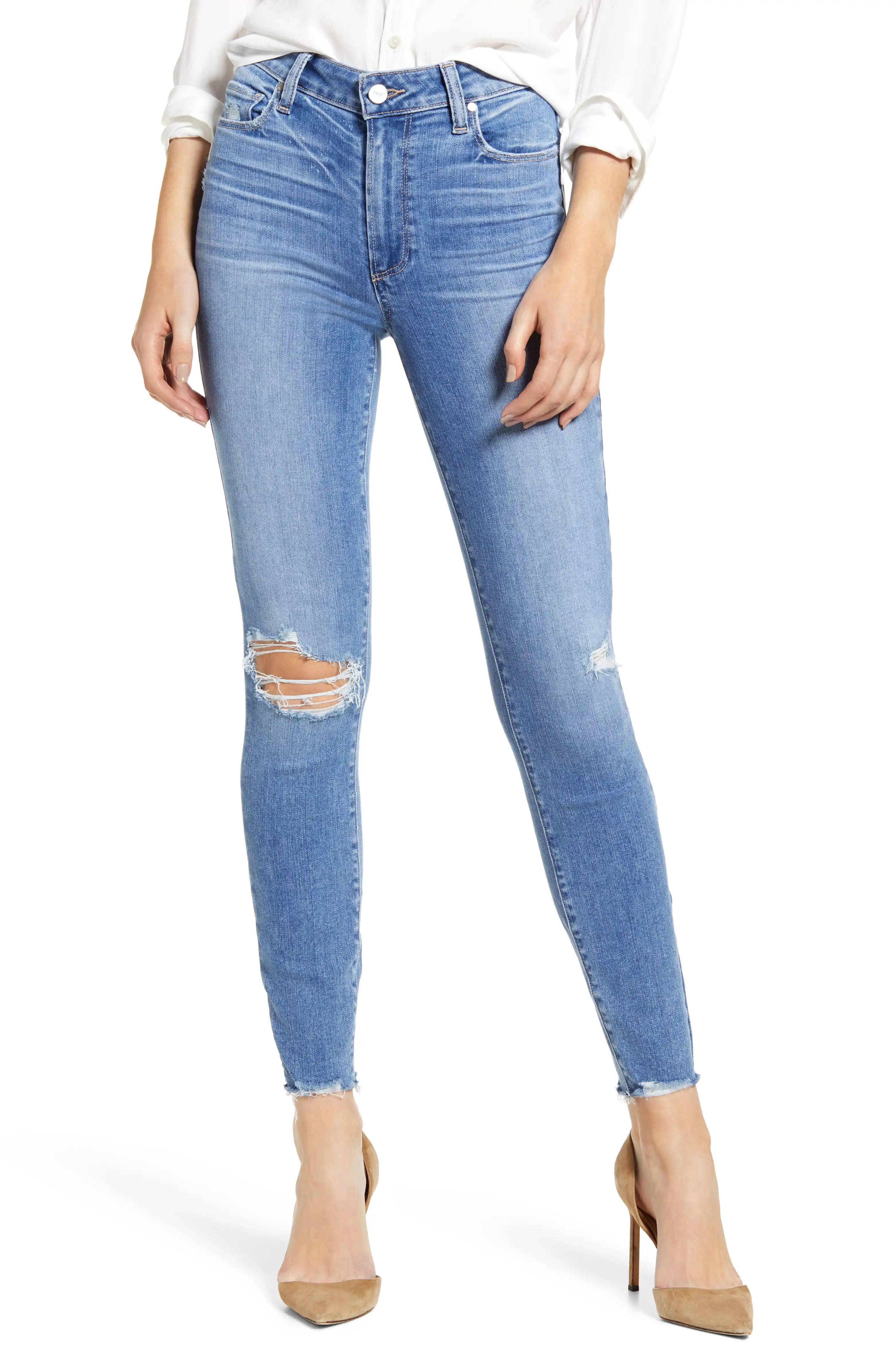 Hoxton Ripped High Waist Ankle Skinny Jeans | Nordstrom