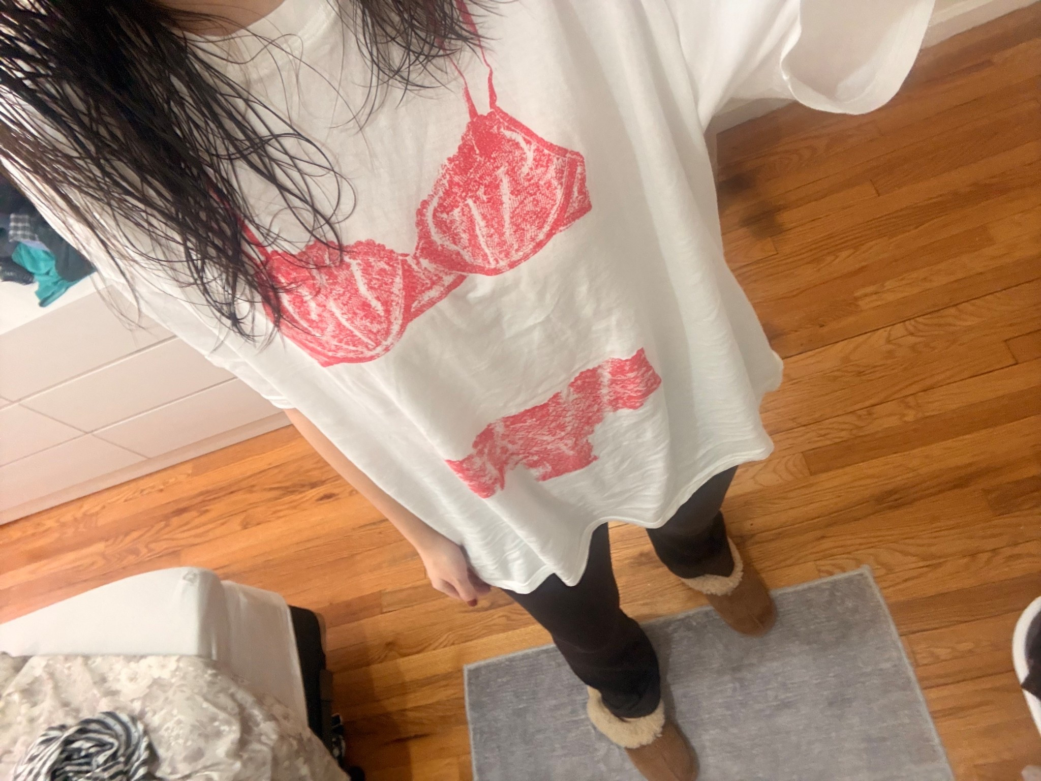 Lazy weekend outfit! I love the #aerie boyfriend tees as sleep shirts/loungewear 🫶 

Loungewear | Cozy | Boyfriend Tee | Style Over 30

#LTKootd #LTKSaleAlert #LTKValentine
