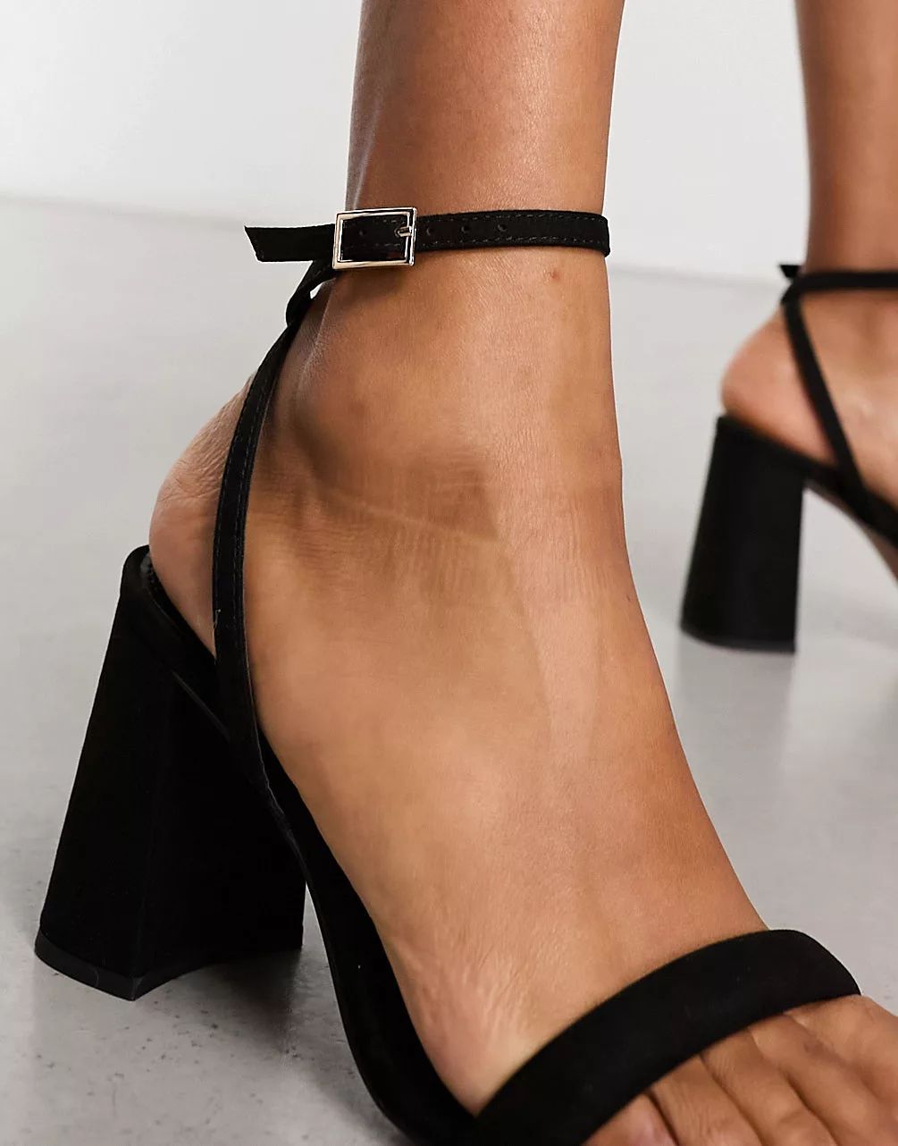 ASOS DESIGN Hilton barely there block heeled sandals in black | ASOS (Global)