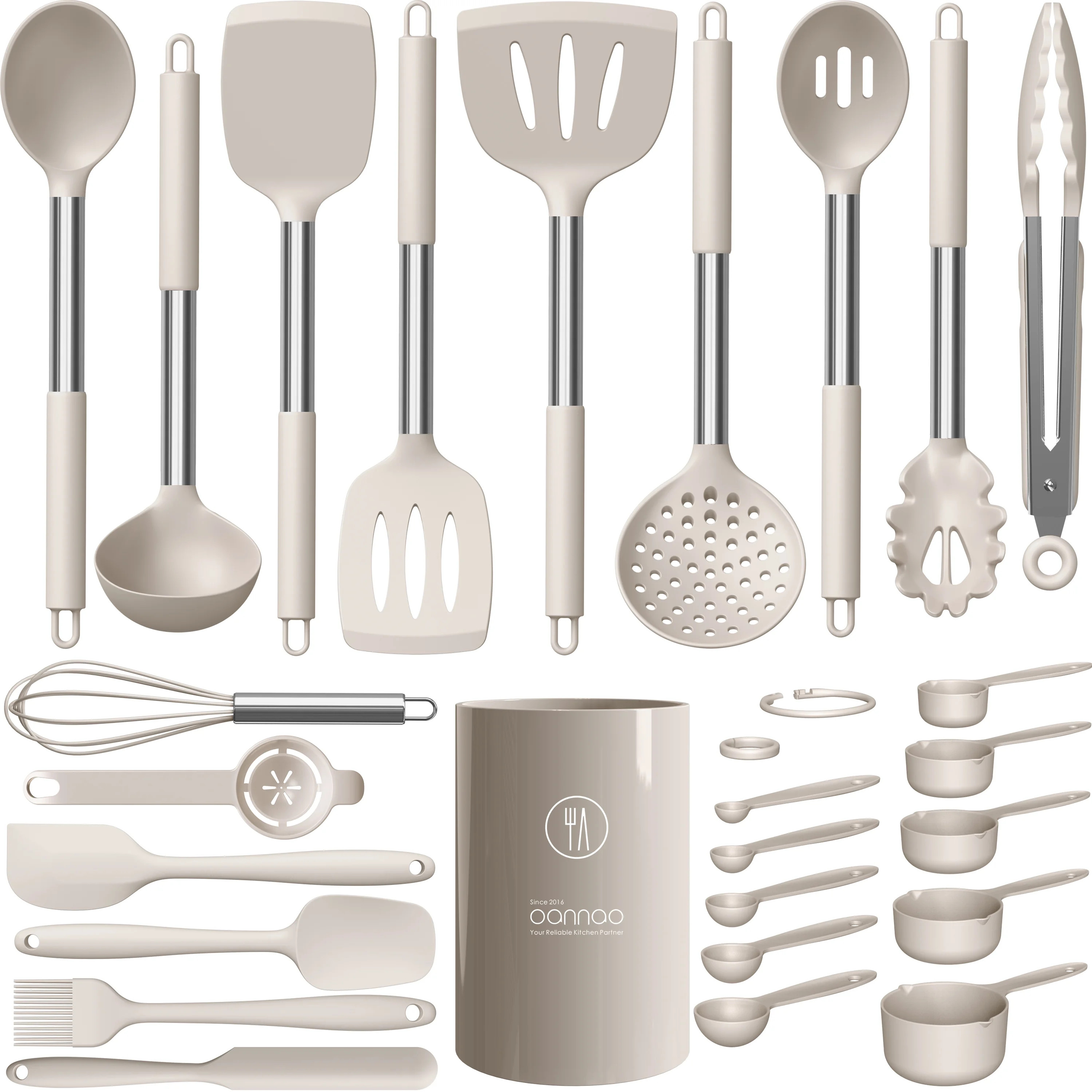 Silicone Cooking Utensils Set - Heat Resistant Stainless Steel Kitchen Utensils, Baking Tools Kit... | Walmart (US)