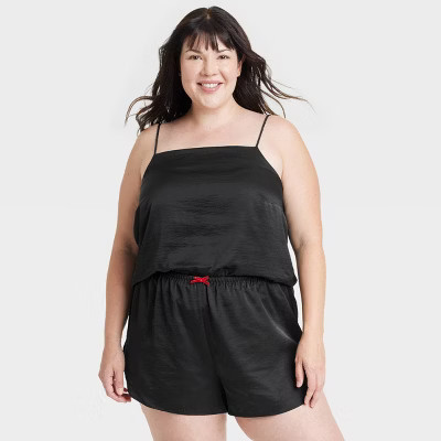 Women's Satin Cami Top and Shorts Pajama Set - Auden™ Black 1X | Target