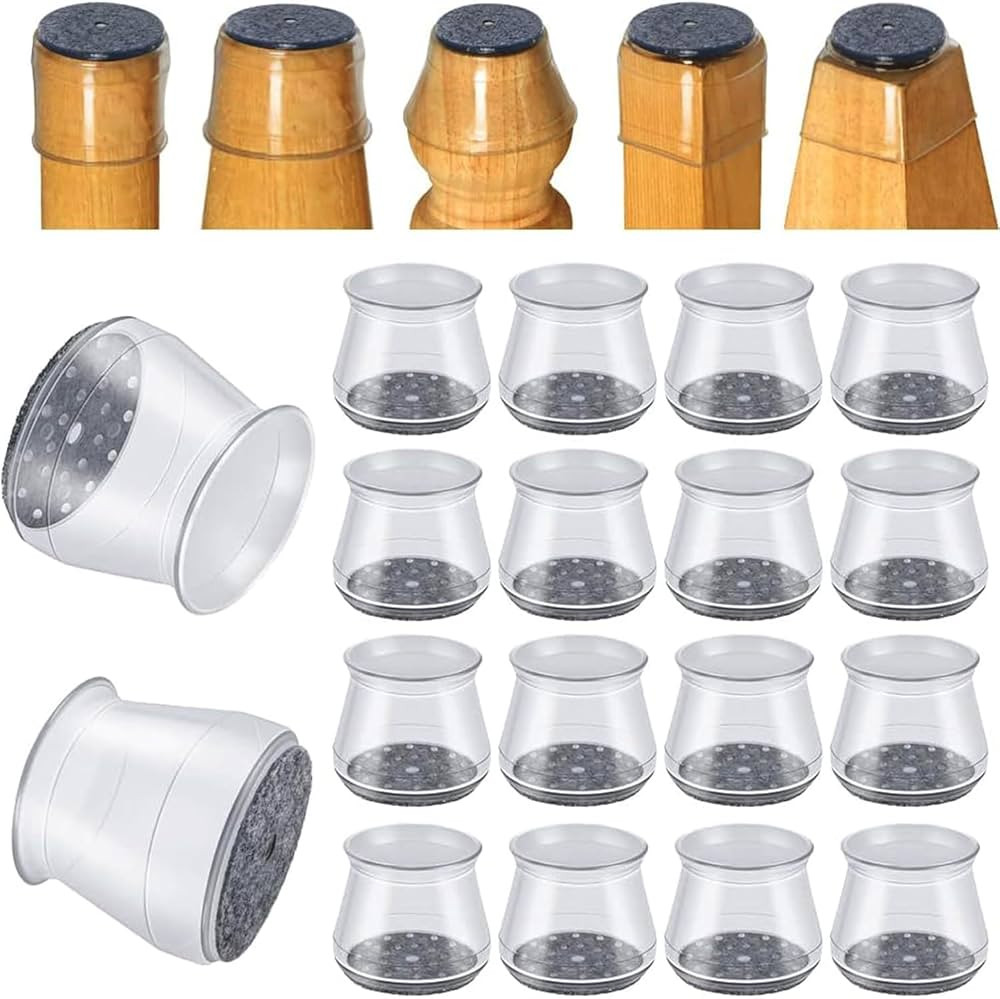 16 Pcs Chair Leg Protectors for Hardwood Floors, Silicone Felt Furniture Pads Non Slip, Free Movi... | Amazon (US)