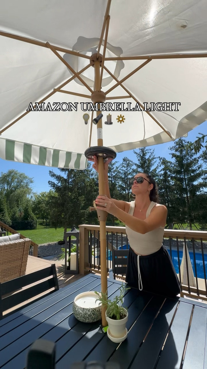 Found this Amazon umbrella light that’s perfect for lighting up our back patio at night! 

Summer 
Amazon finds 
Summer finds 
Home decor
Back patio 

#LTKFindsUnder50 #LTKStyleTip #LTKHome