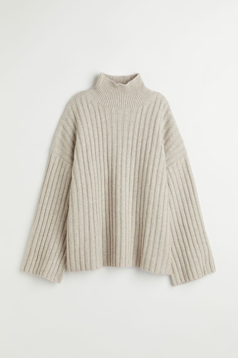 H & M - Rib-knit Wool Sweater - Beige | H&M (US + CA)