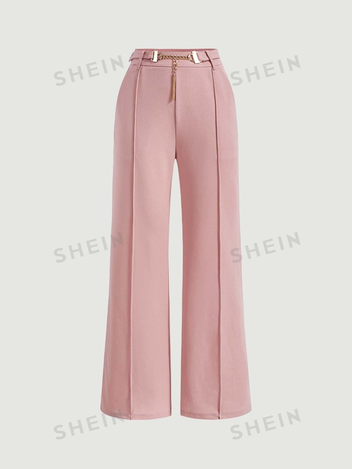 SHEIN MOD High Waist Seam Front Chain Detail Suit Pants | SHEIN