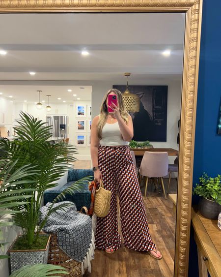 Printed wide leg pants from Anthropologie. 20% off part of the anthro sale!

If you have hips size up. These are a large, but I think they would’ve laid better if I got an XL. No stretch. 

#LTKstyletip #LTKsalealert #LTKxAnthro