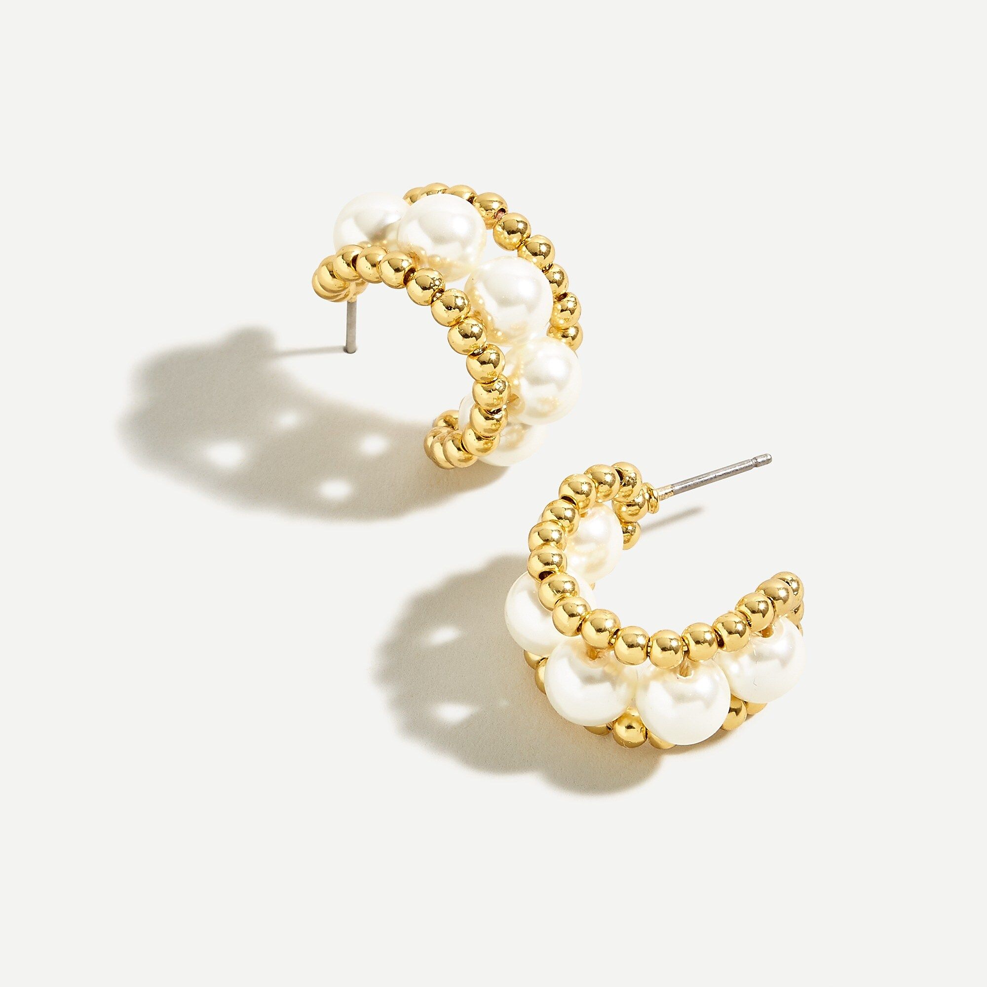 Bead and pearl chunky hoop earrings | J.Crew US