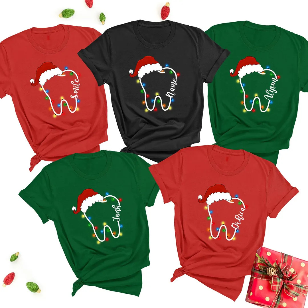 Funny Christmas Teeth Shirt, Custom  Cute Tooth Shirt, Cute Christmas Dentist Shirt, Dental Hygie... | Etsy (US)