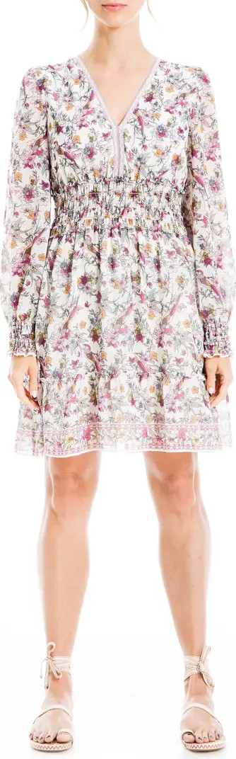 Geometric Floral Print Smocked Waist Dress | Nordstrom Rack