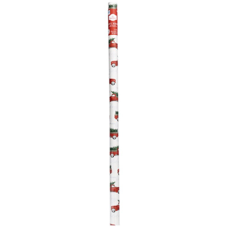 White & Red Truck Christmas Gift Wrap Paper, 30 in x 4 yd, by Holiday Time - Walmart.com | Walmart (US)