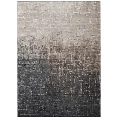 10' X 14' Khaki And Dark Gray Ombre Washable Indoor Outdoor Area Rug | Wayfair North America