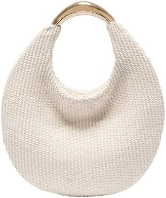 Straw Bag for Women, Boho Chic Woven Hobo Tote Handbag, Handmade Straw Crescent Purse, Lightweigh... | Amazon (US)
