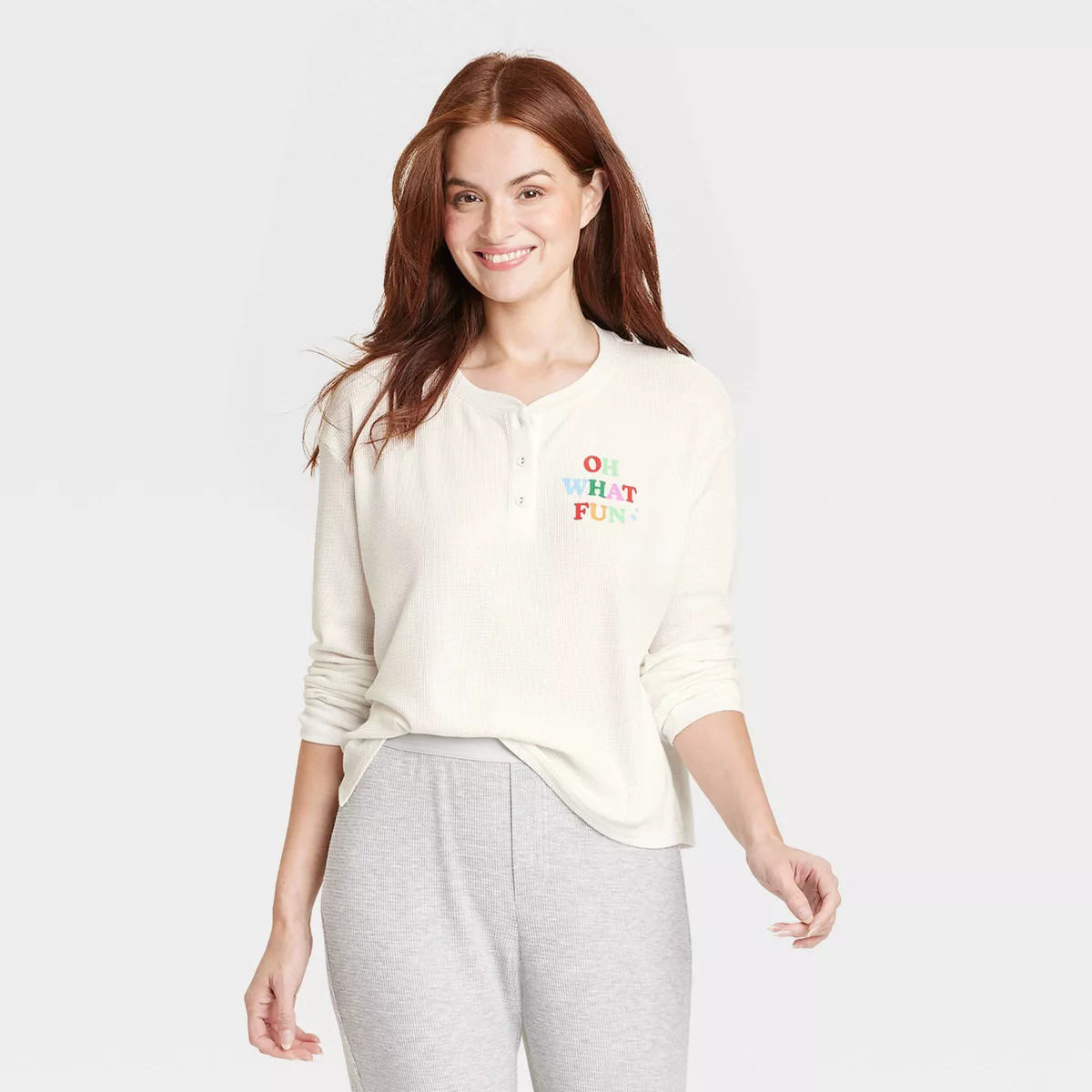 Women's Oh What Fun Matching Family Thermal Pajama Top - Wondershop™ White | Target